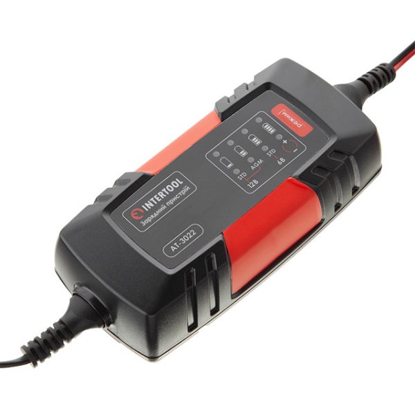 Зарядний пристрій 6/12 В, 2 А, 230 В, максимальна ємність акумуляторної батареї 1.2 - 60 А/г INTERTOOL AT-3022