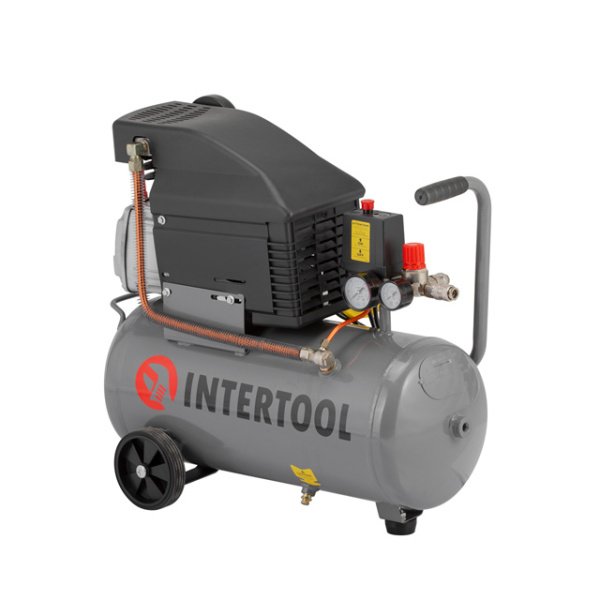 Компресор 24 л, 1500 Вт, 220 В, 8 атм, 206 л/хв. INTERTOOL PT-0010
