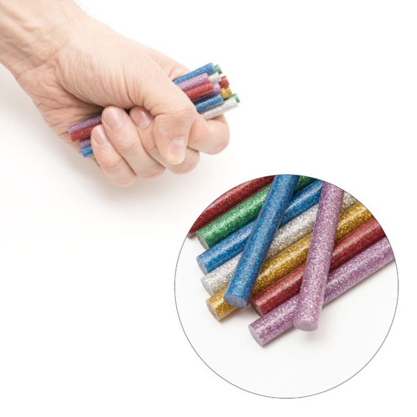 Комплект кольорових перламутрових клейових стрижнів 7,4 мм * 100 мм, 12 шт INTERTOOL RT-1033