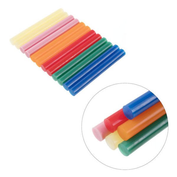 Комплект клейових стрижнів кольорових, 11,2×100 мм, 12 шт. INTERTOOL RT-1027