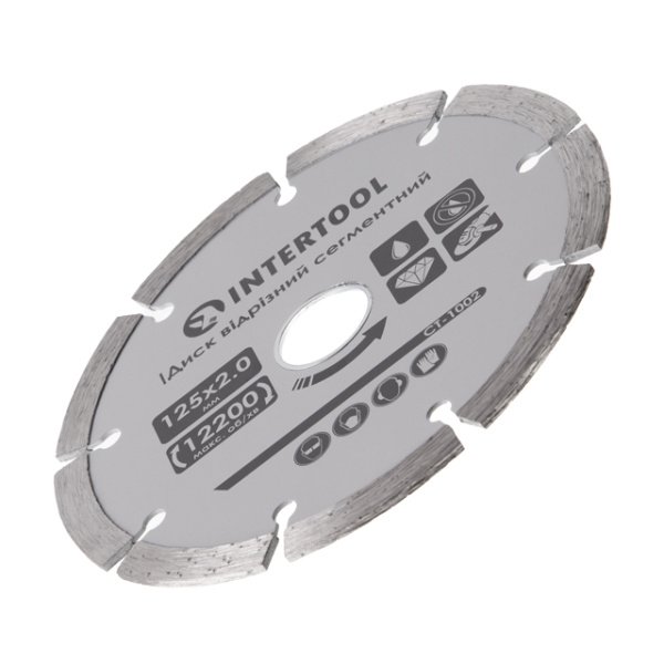Диск відрізний сегментний алмазний, 125 мм, 16-18%, 12200 об/хв INTERTOOL CT-1002