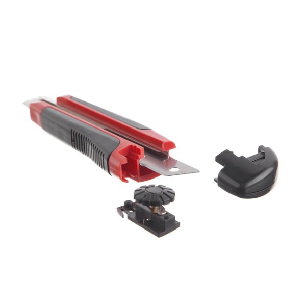 Ніж сегментний, 18 мм, металева напрямна, прогумована ручка INTERTOOL HT-0503