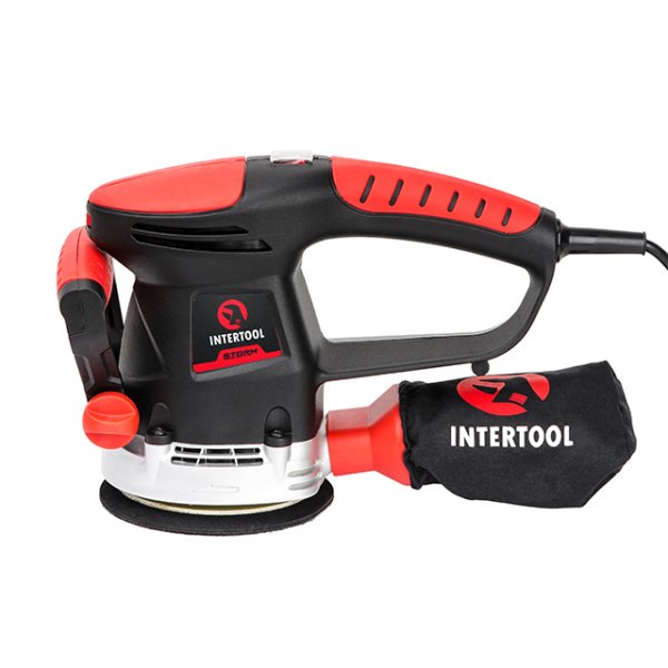 Шліфмашина эксцентрикова, 480 Вт, 4000-14000 об/хв, 125 мм, хід ексцентрика 2.3 мм INTERTOOL WT-0542