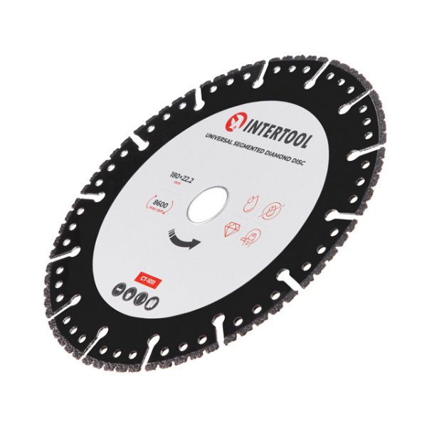 Диск універсальний сегментний алмазний, 180 мм, 16-18%, 8600 об/хв INTERTOOL CT-1011