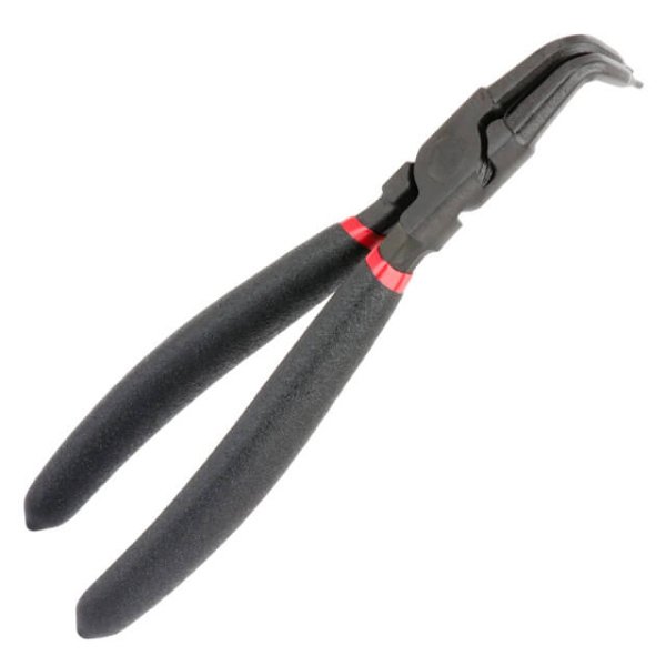 Щипці для зняття і установки стопорних кілець 180мм, вигнуті на стиск, 40CrV, фосфатовані, поліровані. INTERTOOL HT-7017