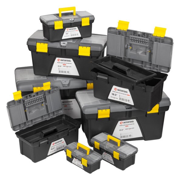 Комплект ящиків для інструментів 8 од.: BX-0310 10", BX-0312 12", BX-0314 14", BX-0316 16,5", BX-0318 18,5", BX-0321 21", BX-0323 23,5", BX-0326 26,5" INTERTOOL BX-0308