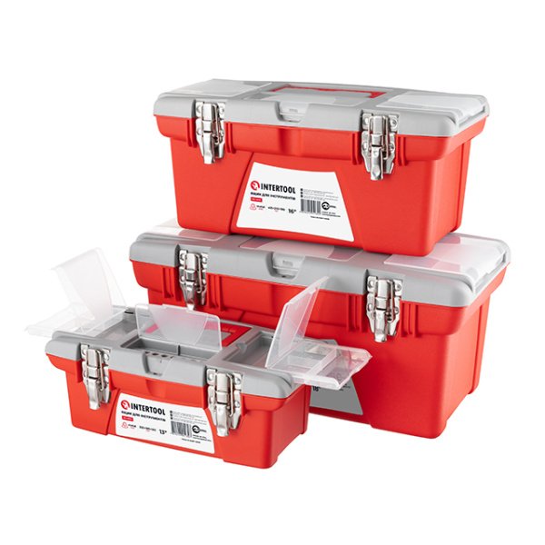 Комплект ящиків для інструментів з метал. замками, 3 шт. (BX-0513 13", BX-0516 16", BX-0518 18") INTERTOOL BX-0503