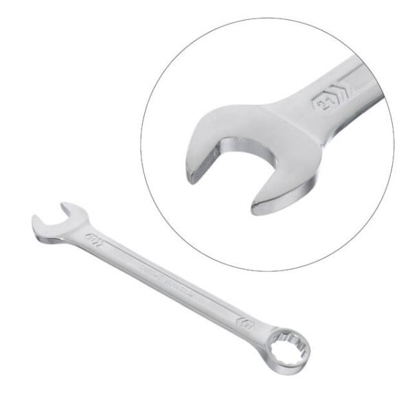 Ключ комбінований 21 мм, CrV, покриття Сатин-хром PROF DIN3113 INTERTOOL XT-1021