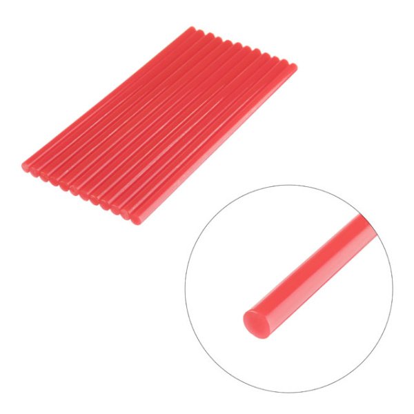 Комплект клейових стрижнів червоних, 7,4×200 мм, 12 шт. INTERTOOL RT-1044