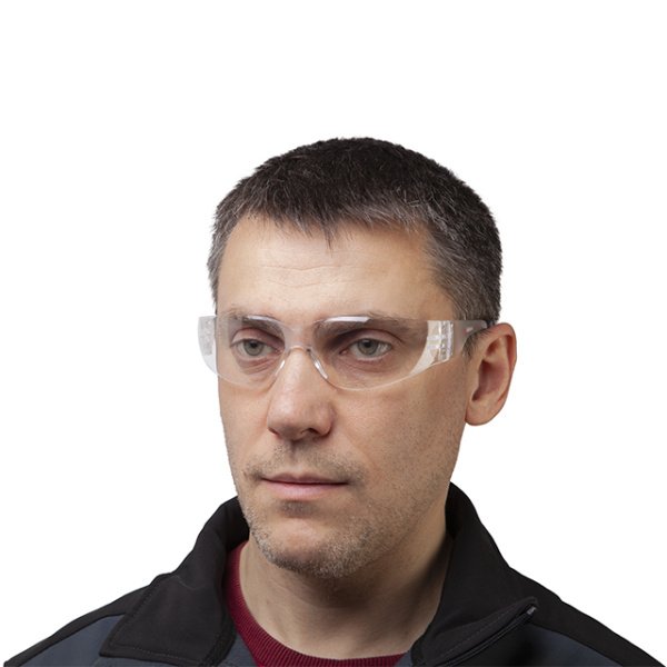 Окуляри захисні, прозорі, лінзи полікарбонат, заушники полікарбонат, захист від удару INTERTOOL SP-0083