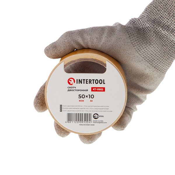 Скотч двосторонній, 10 м, 50 мм, на поліпропіленовій основі INTERTOOL KT-0952