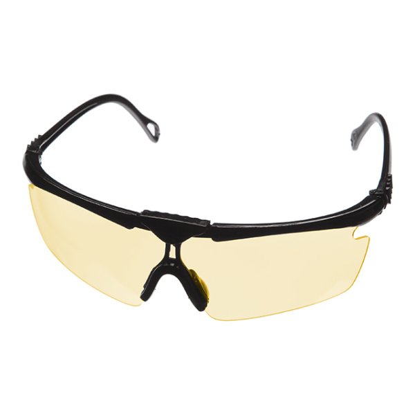 Окуляри захисні, жовті, лінзи полікарбонат, заушники полікарбонат чорні, протиударні, оптичний клас 3 INTERTOOL SP-0091