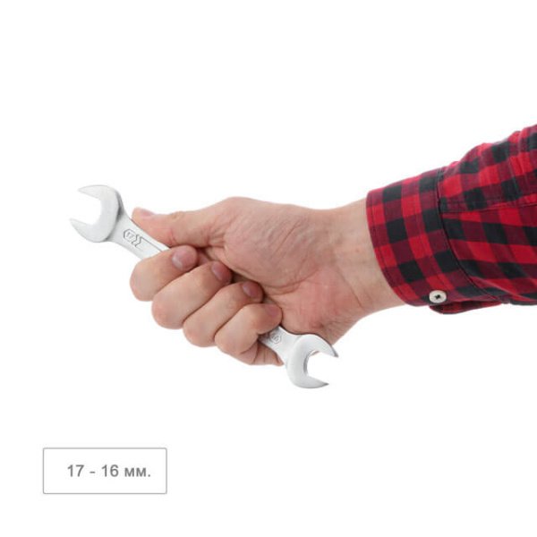 Ключ ріжковий 16х17 мм Cr-V, покриття сатин-хром, PROF DIN3113 INTERTOOL XT-1116