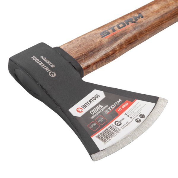 Сокира 1000 г, карбонізована ручка, 48-57 HRC STORM INTERTOOL HT-0269