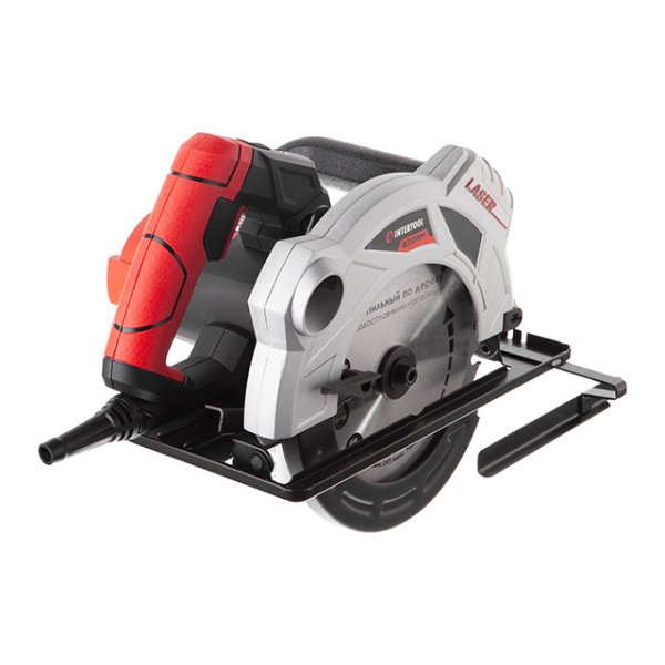 Пила дискова 1500 Вт, 5800 об/хв, кут 90-45°, глибина розпилу 65-43 мм, диск 190*20 мм, 24 зуба, лазер INTERTOOL WT-0618