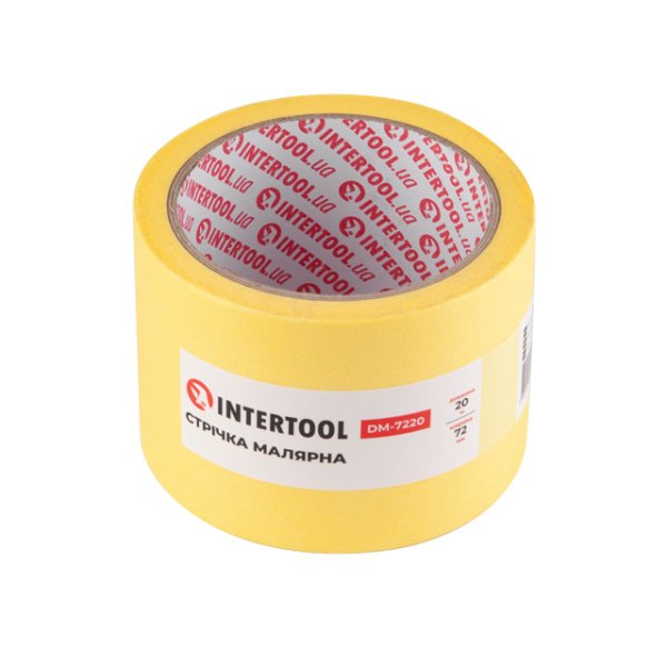 Стрічка малярська 72 мм, 20 м, жовта INTERTOOL DM-7220