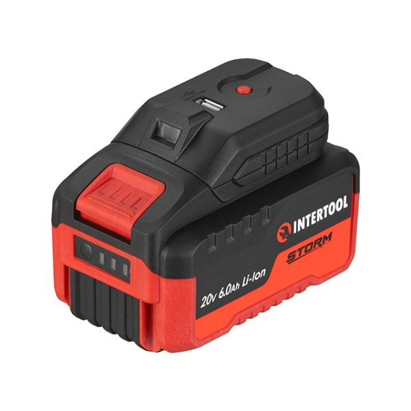 Адаптор для акумулятора Li-ion 20 В, USB 2 A, LED-ліхтар INTERTOOL WT-9300