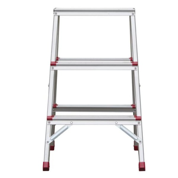 Драбина алюмінієва двостороння, 3 сходинки, висота: 668 мм, 150 кг INTERTOOL LT-1103
