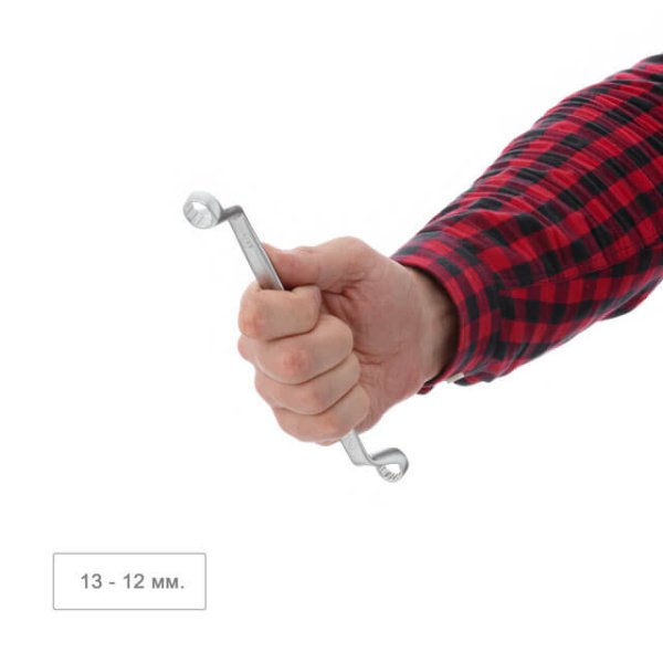 Ключ накидний, 12-13 мм, Cr-V, покриття сатин-хром, DIN838, STORM INTERTOOL XT-1212