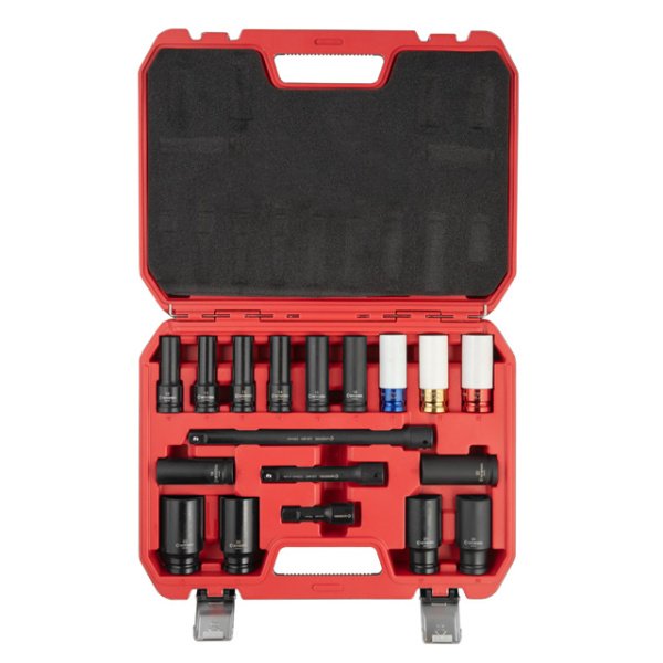 Набір головок та подовжувачів ударних 1/2", 18 од., головки: 10-24 мм, подовжувачі: 75/125/250 мм, Cr-Mo, STORM INTERTOOL ET-8506