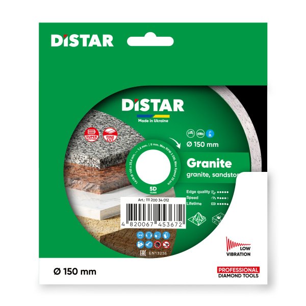 Круг алмазний вiдрiзний Distar 1A1R 150x1,4x8x25,4 Granite