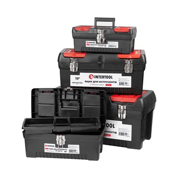 Комплект ящиків для інструментів з металевими замками, 4 од. INTERTOOL BX-0004