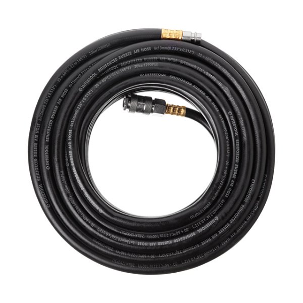 Шланг гумовий повітряний армований до 20 атм 6 x 13 мм 20м зі швидкороз'ємними з'єднаннями INTERTOOL PT-1721