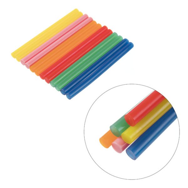 Комплект стрижнів клейових кольорових 7,4 мм * 100 мм, 12 шт INTERTOOL RT-1031