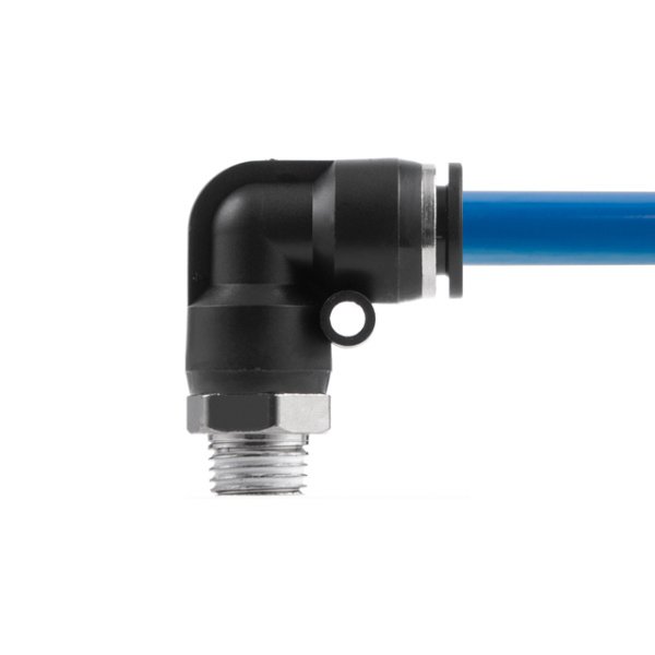 З'єднання цангове L-образне для поліуретанових та ін. шлангів 10 мм, 1/4" зовнішня різьба INTERTOOL PT-2333