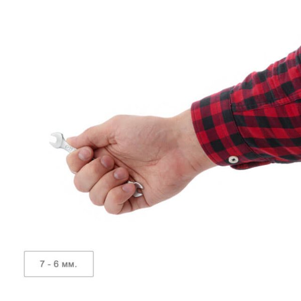 Ключ ріжковий 6х7 мм Cr-V, покриття сатин-хром, PROF DIN3113 INTERTOOL XT-1106