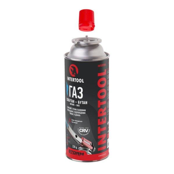 Балон газовий 220 г, від -45 ° С до +45 ° С, Система захисту CRV, STORM INTERTOOL GS-0022